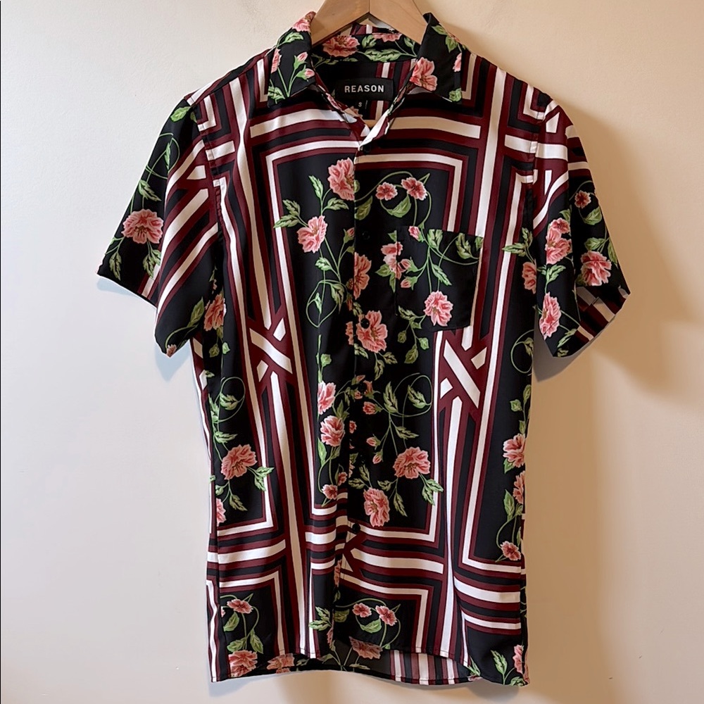 Reason Men's Black Floral Shirt